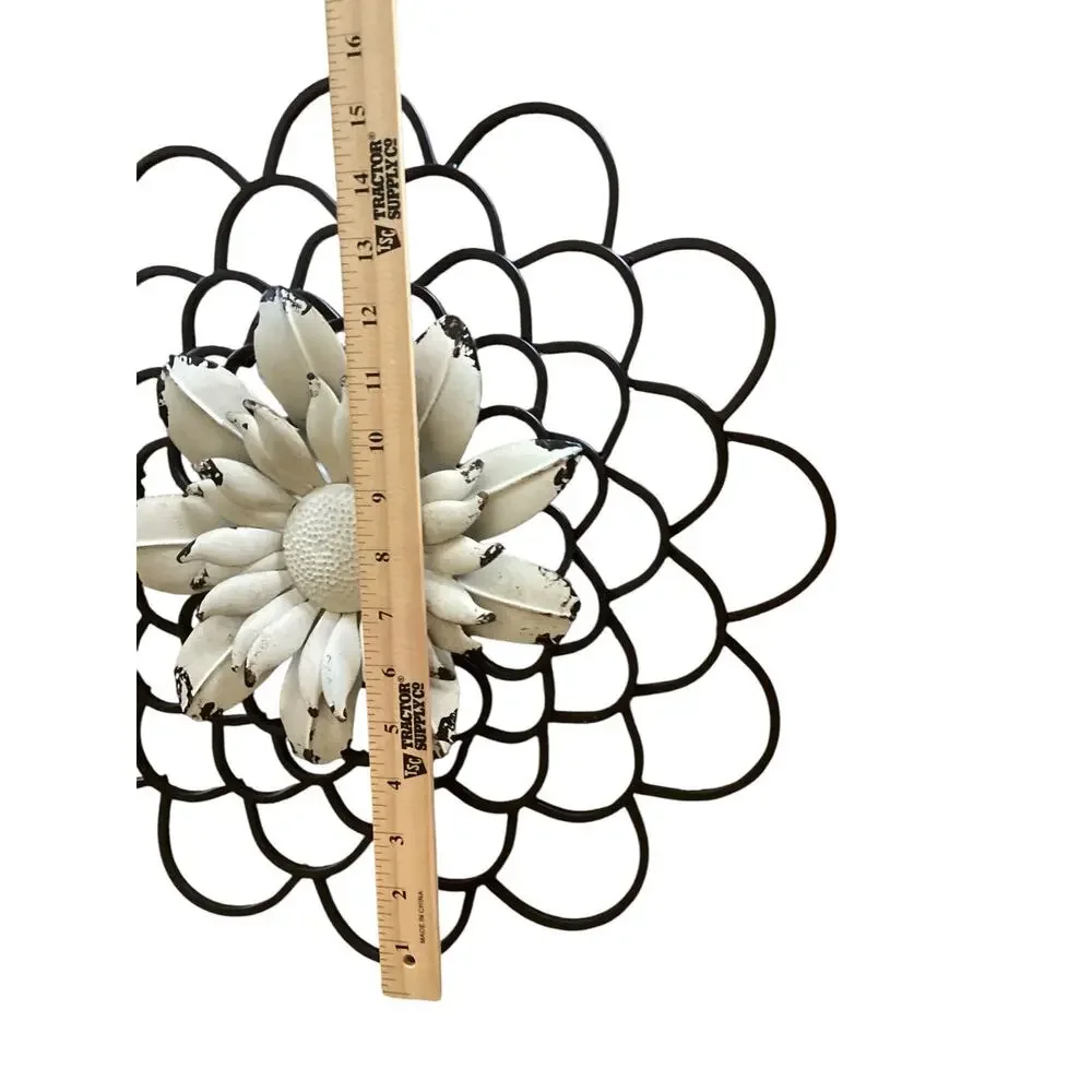 Mid Century Modern Metal Flower Wall Art Decor Pair  17